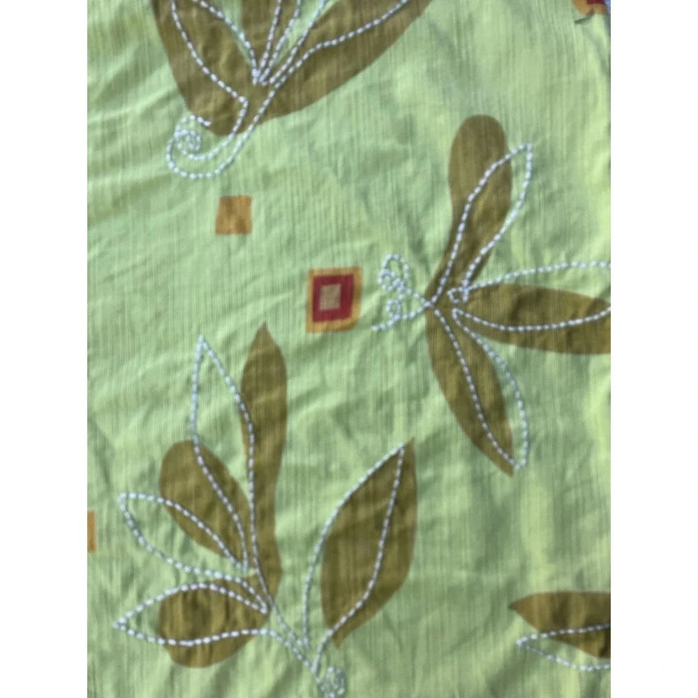 Crate & Barrel Mai Tai Green Embroidered Cotton Flax Placemats Set of 4